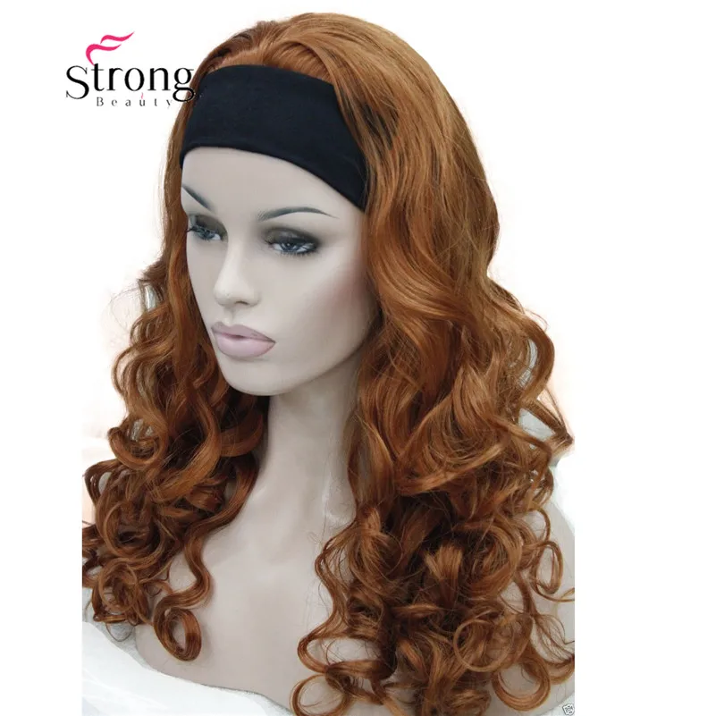 StrongBeauty длинный блондин выделяет кудрявые Тепло ОК синтетический парик с головной повязкой
