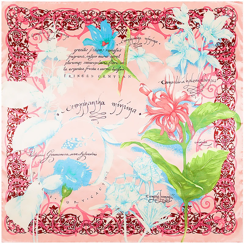 Женский шарф с зимним принтом роскошный брендовый шелковый шеврох большая