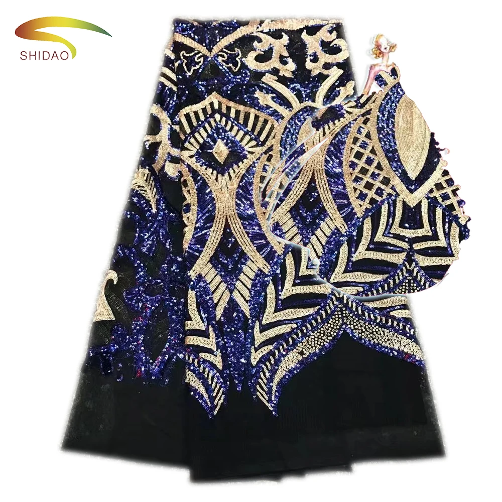 Новый двойной Цвет Бисер Блестки Нигерии кружевной ткани Дубай вышитые