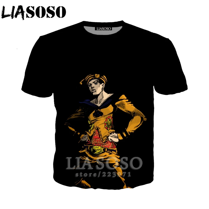1 LIASOSO летняя Новинка для мужчин и женщин Kujo Jotaro Толстовка 3D принт аниме JoJo Необычные Приключения Футболка короткий рукав Топ пуловер B051 - Цвет: 1