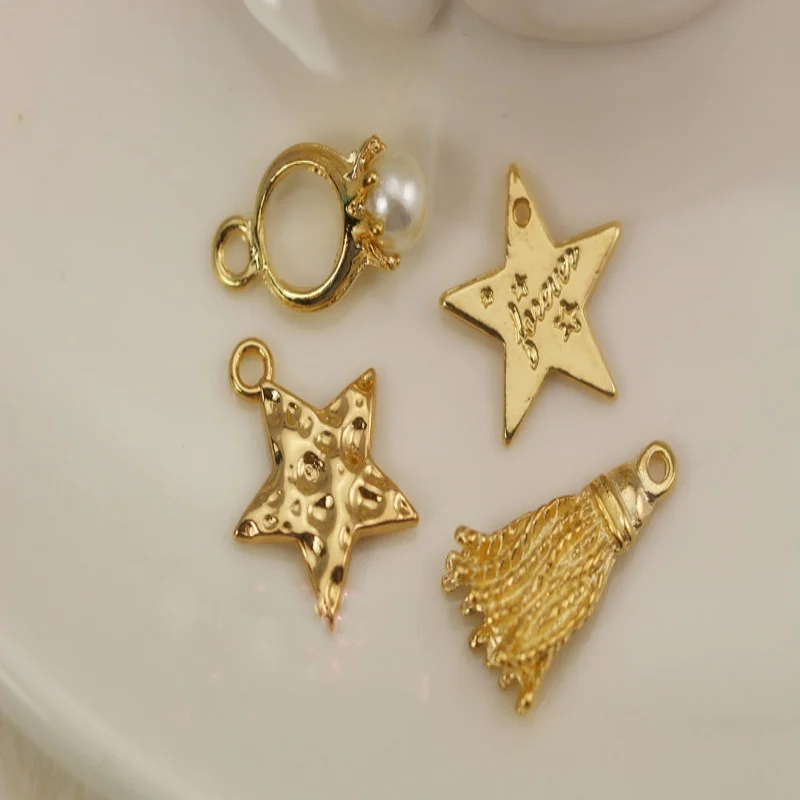 

Hot Sale 40pcs/lot gold star Button Flatback plating Wedding Button fancy DIY hair cellphone decoration Accessories YL03