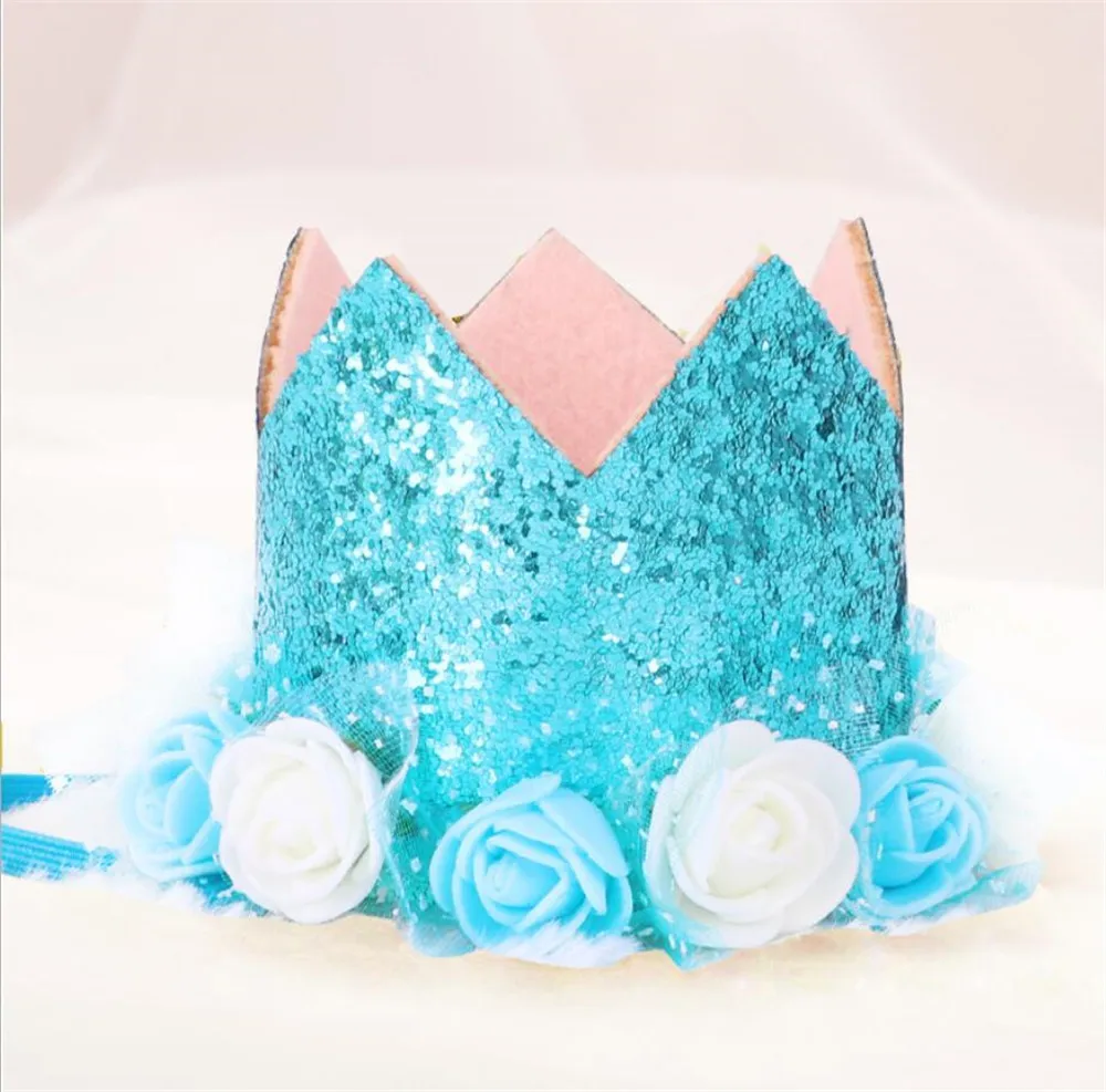 

Baby Birthday Party Hat with Hairband Princess Queen Crown Lace Hair Band Elastic Head Wear Hat cartoon hat