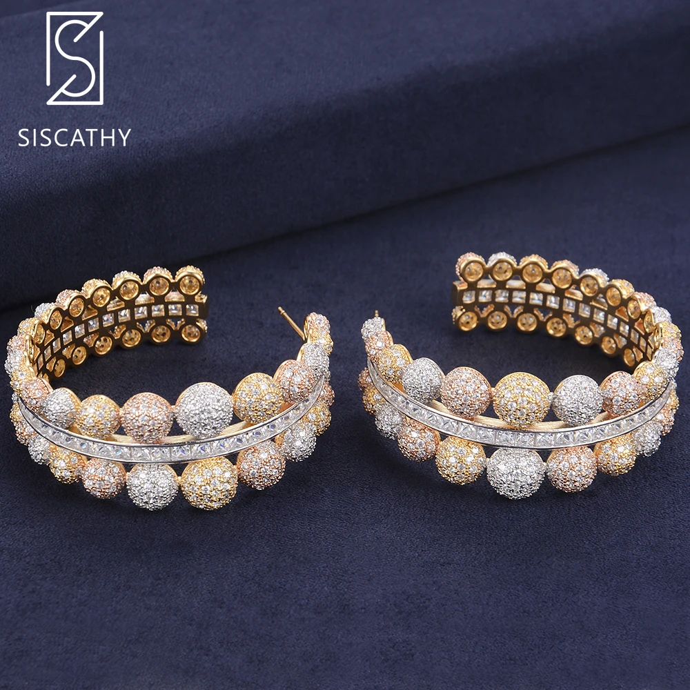 Женские серьги кольца SISCATHY роскошные в форме пузырьков из Кубического циркония