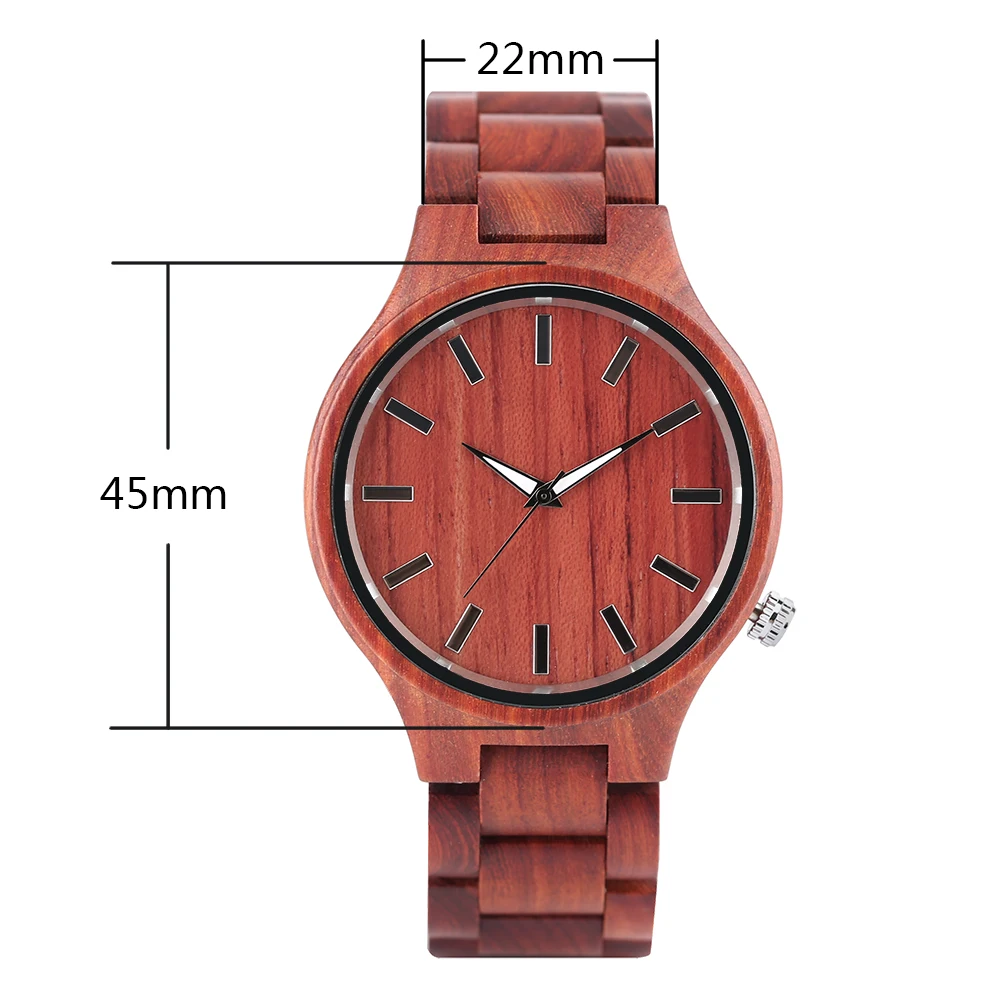

Creative Red Sandalwood Wooden Watch Hot Gift Wood Quartz Modern Men Wrist Watch Fashion Sport Reloj de madera