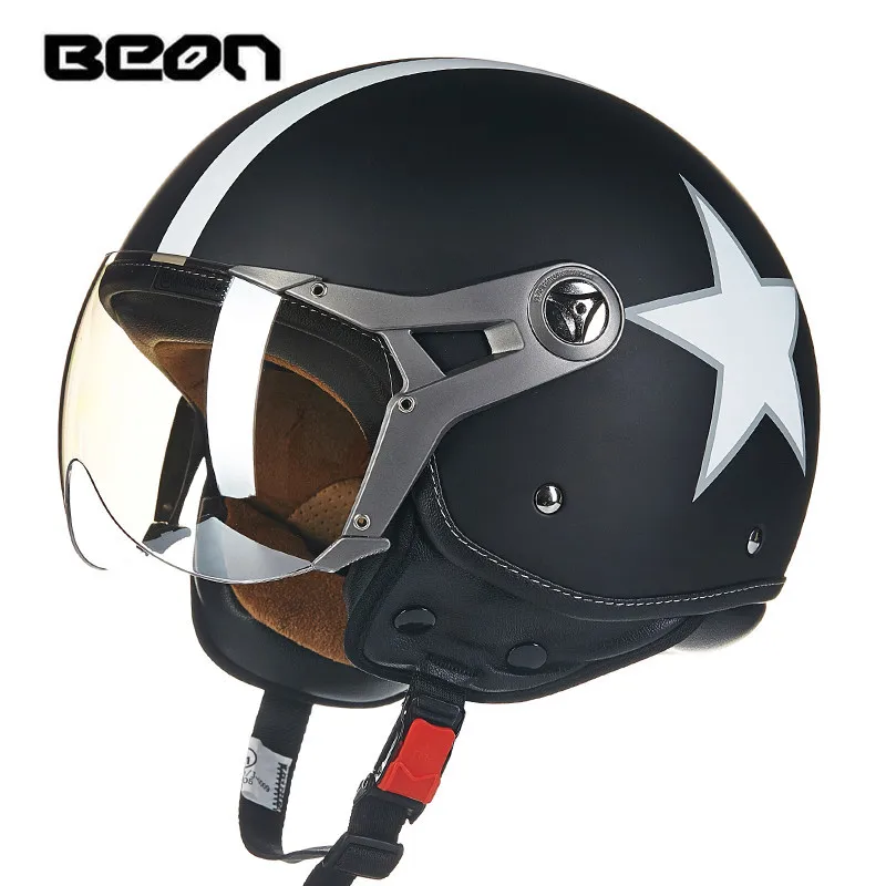 BEON мотоциклетный шлем винтажный с открытым лицом скутер 3/4 одобренный ECE moto casco
