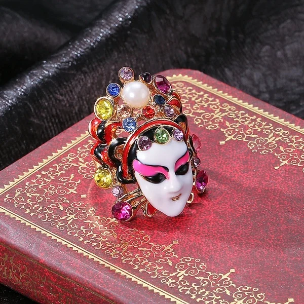 Китайский Стиль Пекинская опера маска кольцо Этнические женские палец