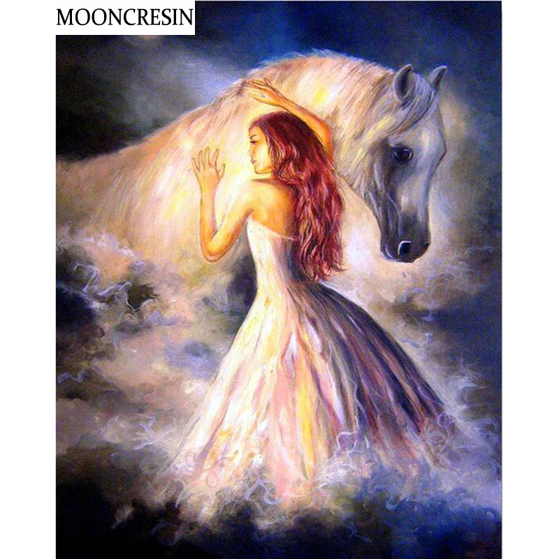 

Картина из искусственных бриллиантов с лошадью, картина из квадратных страз, Рождественская мозаика, картина стразы, украшение для дома