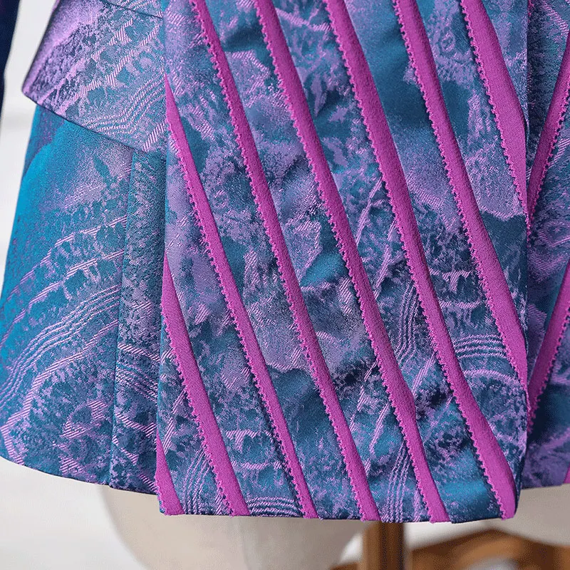 Женская шелковая туника VOA фиолетовая облегающая короткая куртка винтажный