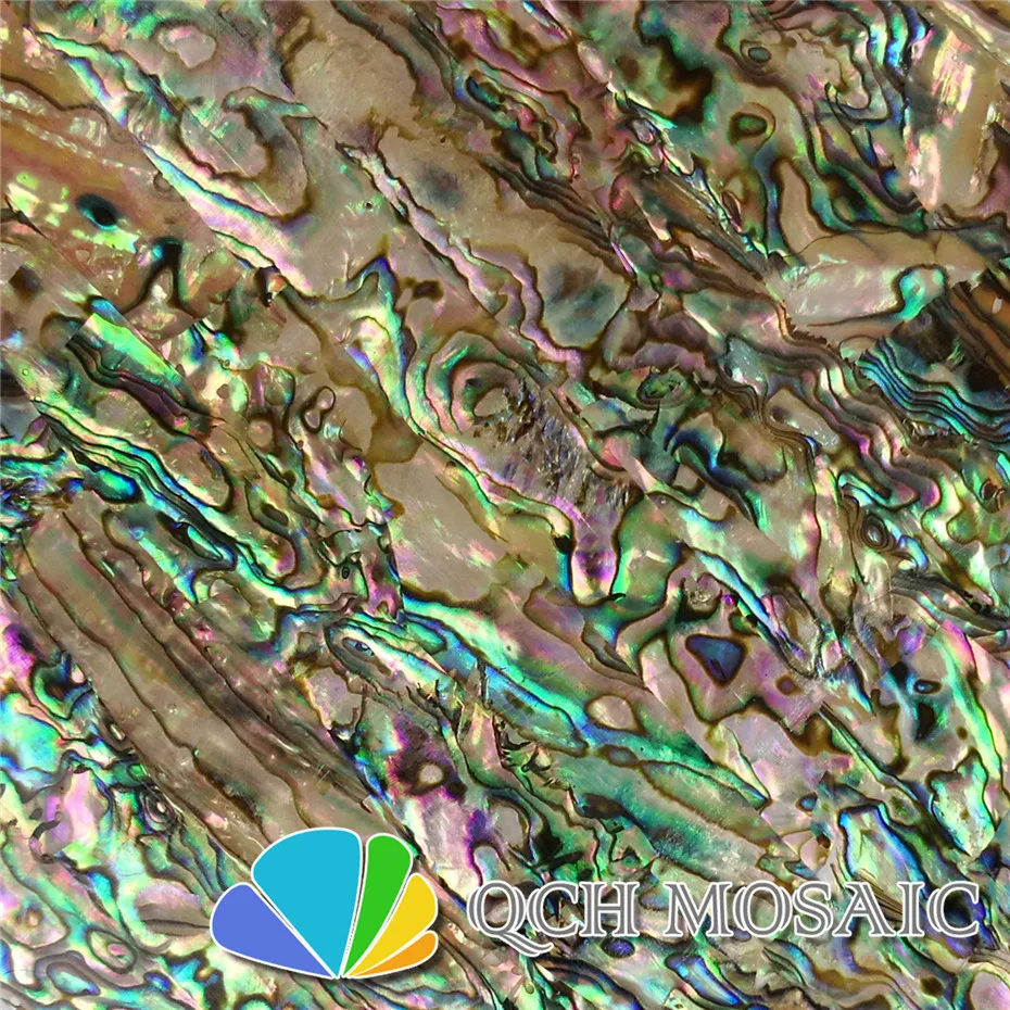 

AAA grade New Zealand paua abalone shell laminate sheet for musical instrument and wood inlay with a little red color