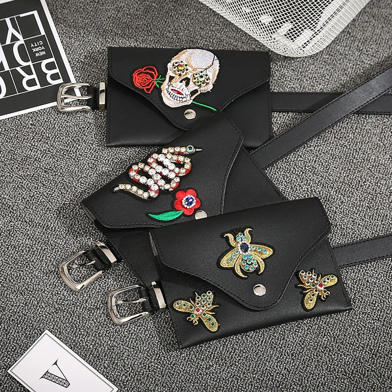 Mihaivina, панк стиль, Череп, декоративный пояс, сумки, модные, Фанни-пакеты для женщин, кожа, женский, поясная сумка на пояс