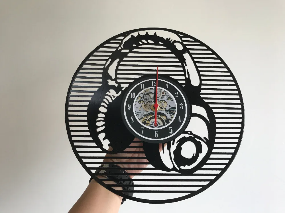 настенные часы для гостинной будильник Наушники музыка DJ Art Виниловая пластинка