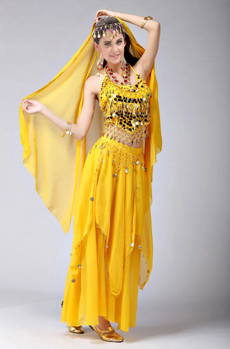 Костюм для танца живота 3 шт. цыганский костюм с монетами Египетский танцевальный