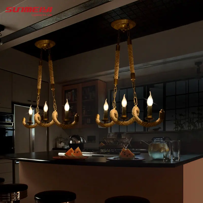 2019 Ретро Винтаж веревка подвесной светильник лампа для лофта творческой