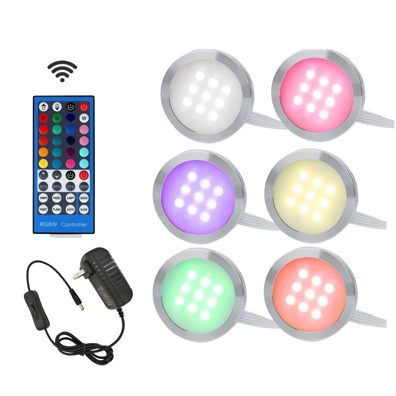 Aiboo RGBW RGB+ белая светодиодная подсветка под шкаф 6 ламп с ИК-пультом дистанционного управления с регулируемой яркостью для кухни, декоративный светильник ing