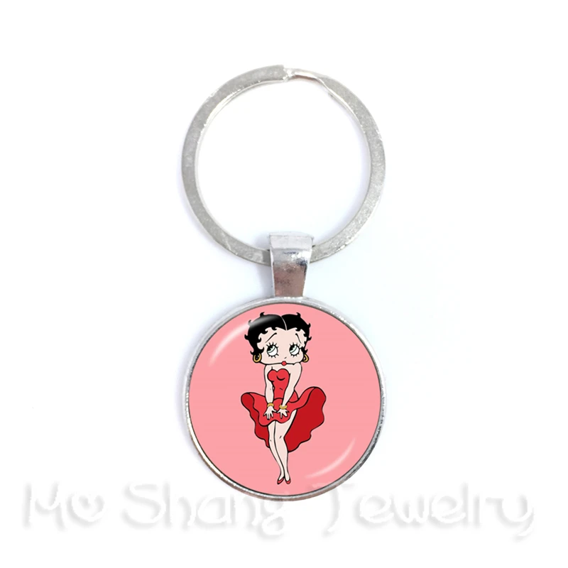 4 Классическая мода Betty Boop шаблон брелок Шарм стеклянный купол ручной работы ювелирные изделия лучший подарок для друзей - Цвет: 4