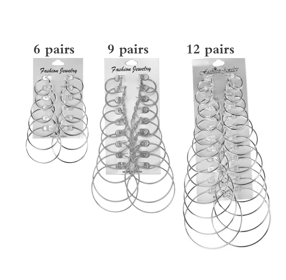 Негабаритных большой круг обруч серьги комплект ювелирных изделий для женщин