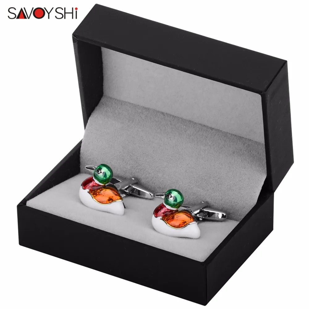 SAVOYSHI Mandarin Duck Love Cufflinks for Men High Quality Shirt Cuffs Enamel Cuff links DIY Wedding Grooms Gift Male Jewelry|Зажимы для