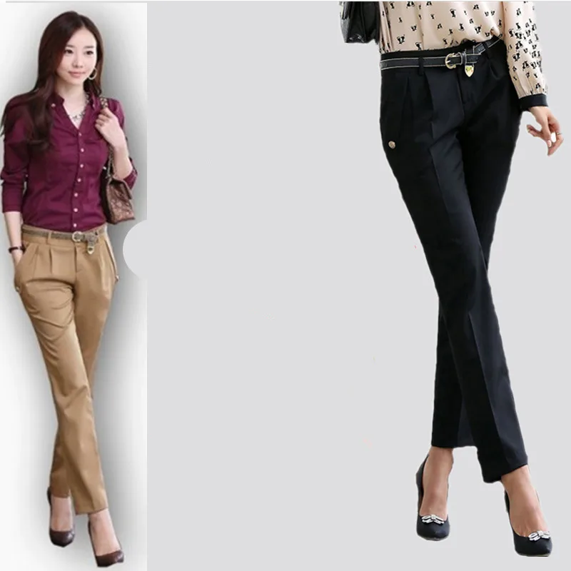 2015 women casual Khaki black pleated harem pant female cargo trousers  Ladies slim office work wear pencil suits pants large 6XL - купить по  выгодной цене | AliExpress
