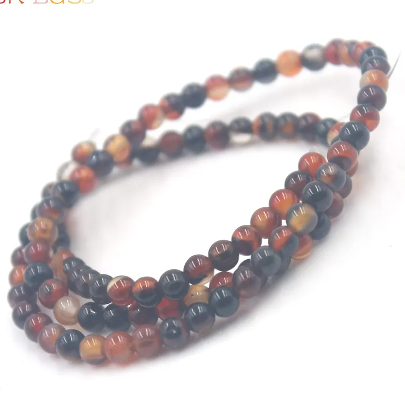 Бесплатная доставка 4 мм круглые в полоску бусины из оникса для изготовления