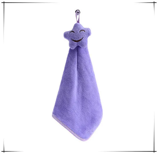 Purple Новое Модное детское полотенце для рук с милой улыбкой, детское полотенце для купания, детское плотное полотенце из кораллового флиса для новорожденных - Цвет: Purple