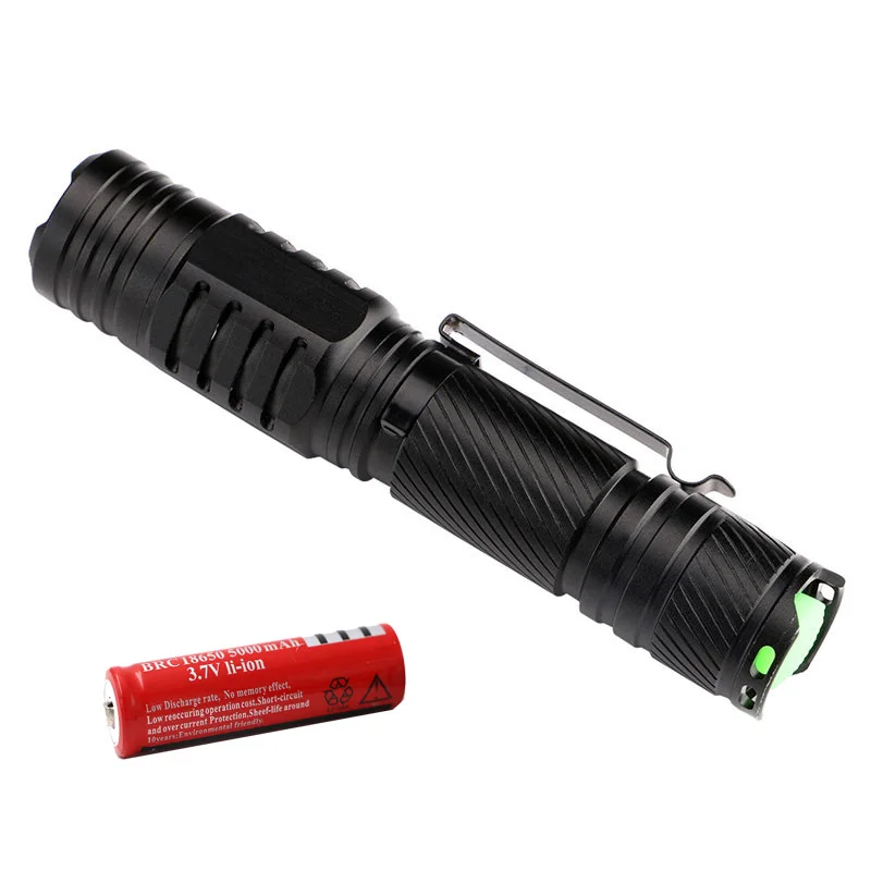 with Battery SANYI 2000LM фонари 18650 фонарь a T6 светодиодный фонарь портативный фонарь для самообороны тактическое освещение портативная лампа - Испускаемый цвет: with Battery