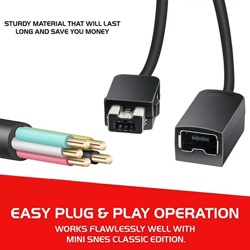 3M Gamepad Extension Cable wire Game Extender Cord for 2017 Nintendo SNES Classic Mini controller NES Wii | Электроника