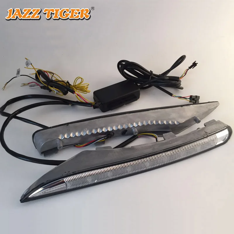 JAZZ TIGER 2 шт. Желтый поворотный сигнал Функция 12 В автомобиль DRL Светодиодный дневной ходовой светильник Дневной светильник для Renault Koleos 2010