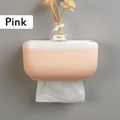 Pink 1X настенный диспенсер для салфеток для ванной комнаты, держатель для салфеток, коробка для салфеток, бумажный лоток в рулоне, водонепроницаемый держатель для туалетной бумаги 310gE - Цвет: Pink