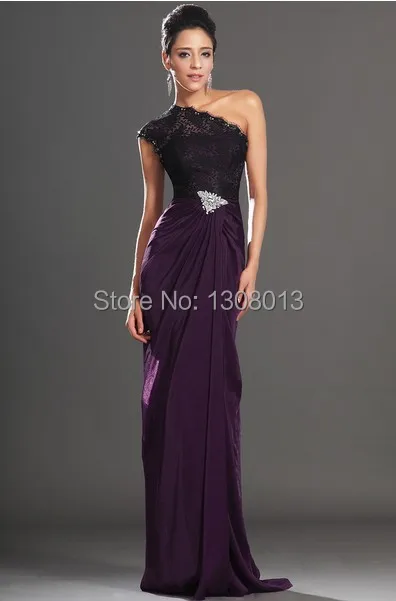 New Arrival Evening Dresses Fashion 2014 Beaded One Shoulder Formal Party Gowns Chiffon Custom Made | Свадьбы и торжества