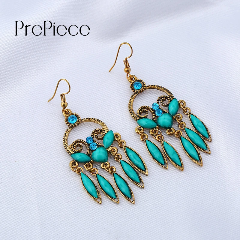 Prepiece Новый Винтаж полый бахромой Серьги Этническая Стиль Boho сплав золота