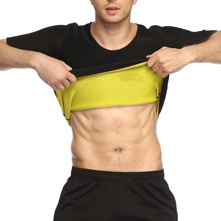 Мужские шорты для похудения, шорты с коротким рукавом, набор, Корректирующее белье, футболка, термо неопрен, сауна, пот, корсет, контроль, трусики, супер стрейч