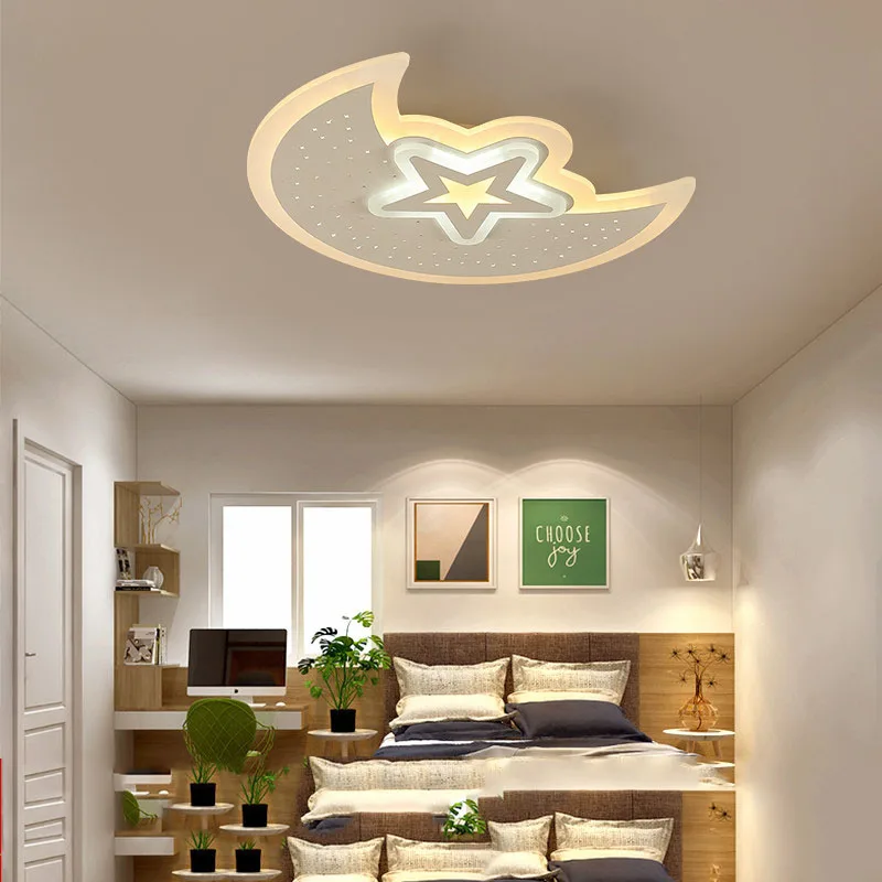 Modern Personalized Moon Star Chandelier Children Bedroom Lustres hanging ceiling lamp home decorative Fixture Lighting | Освещение