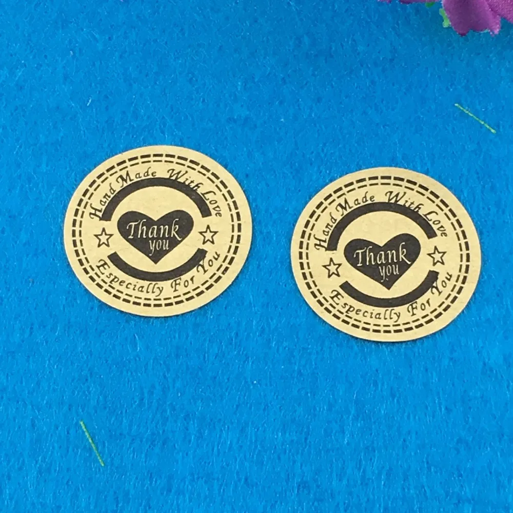 5000 шт./лот 3 см круглые спасибо любовь самоклеящиеся наклейки крафт-этикетка