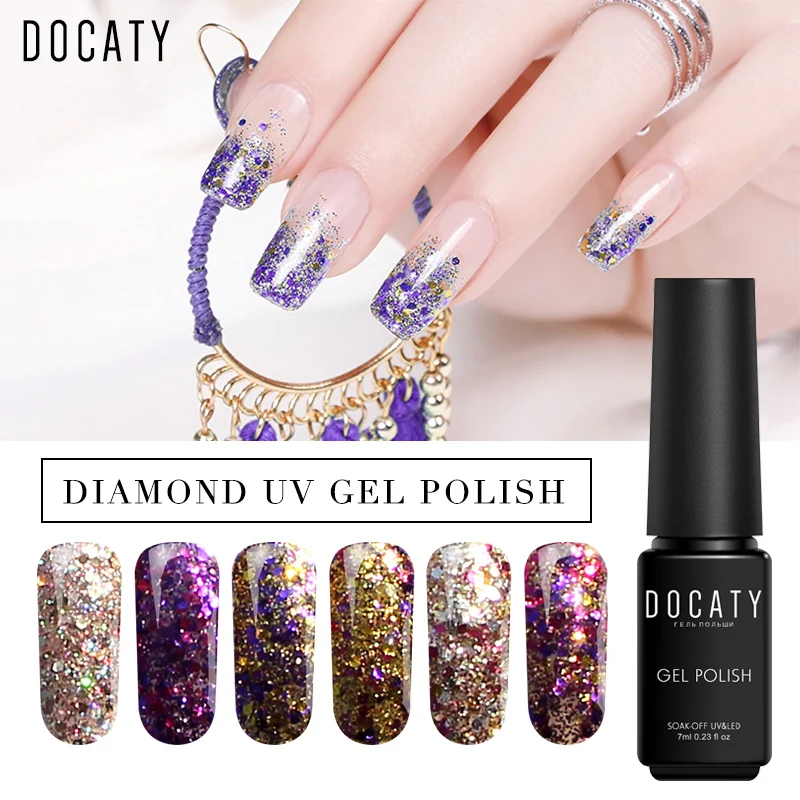 Docaty дизайн ногтей новинки Алмазный УФ Гель лак полуперманентные эмалированные