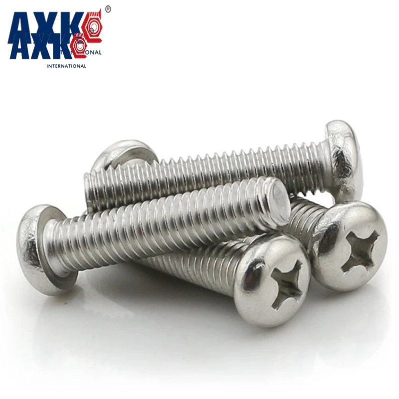 AXK 50Pcs M2 M2.5 M3 M4 ISO7045 DIN7985 GB818 Stainless Steel Cross Recessed Pan Head Screws Phillips Bolts | Обустройство дома