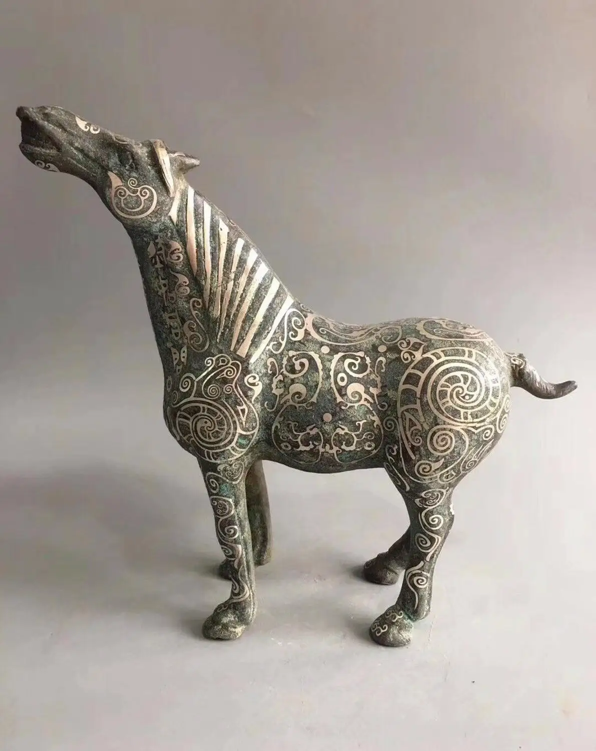 Китайские античные военные Штаты бронзовая ручная работа серебряное покрытие