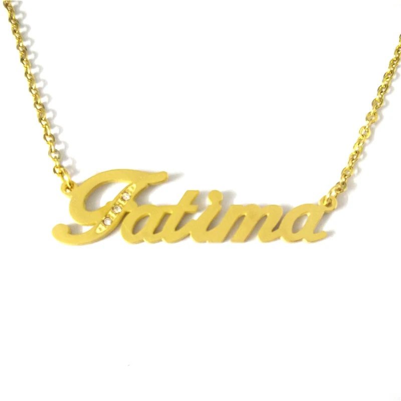 

FairLadyHood Stainless Steel Fatima Name Pendants Necklace Custom Personalized Necklace Family Names Choker Necklace Custom
