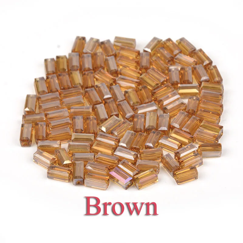 Brown 100 шт Прямоугольные Австрийские хрустальные бусины 3*6 мм 4*8 мм высокого качества квадратной формы стеклянные бусины для изготовления браслетов своими руками - Цвет: Brown