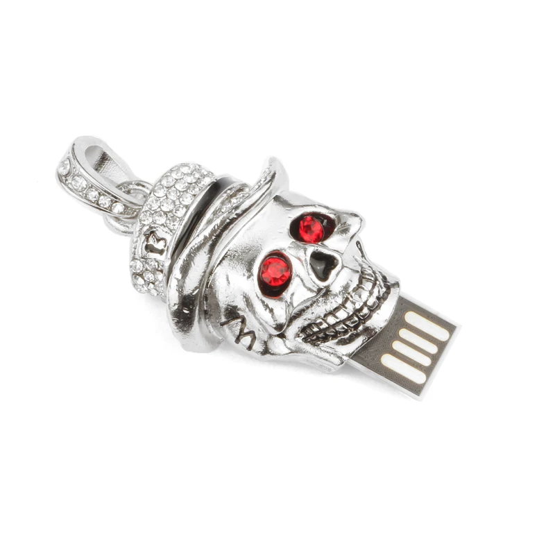 Amthin металлический Алмазный Скелет Голова Череп цепь USB флэш накопитель USB2.0 флеш