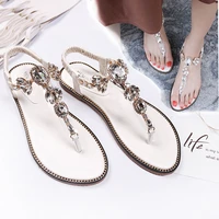 koovan womens flat sandals 2021 new female diamond beach footwear roman shoes slope with bohemian anti skid flip flops