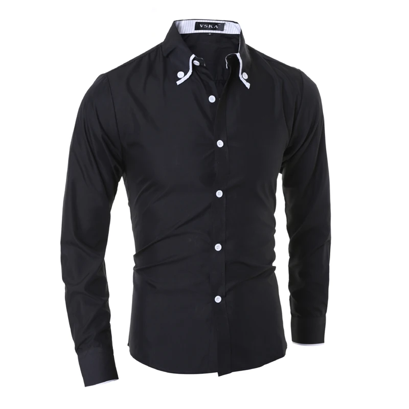 Wholesale Men Casual Shirt 2018 Brand Fashion Slim Solid Color Long Sleeve Dress Shirts Cotton Social Business White Clothes | Мужская