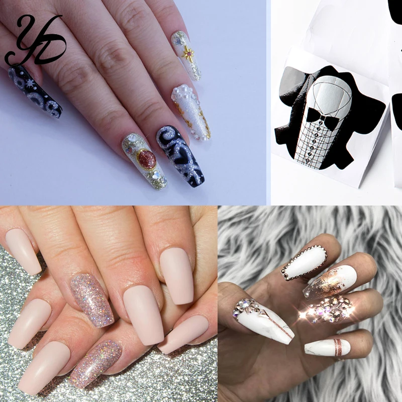 Самоклеящиеся формы для ногтей 1 упаковка направляющая наклейка наращивания