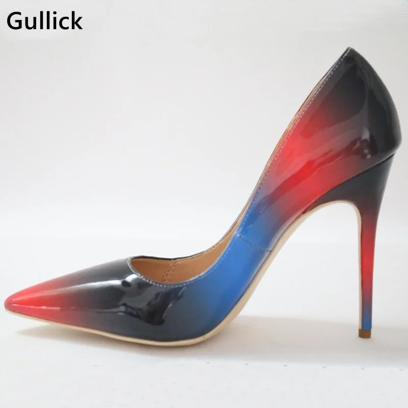 Новые поступления от Gullick кожаные туфли лодочки с радужным принтом для женщин