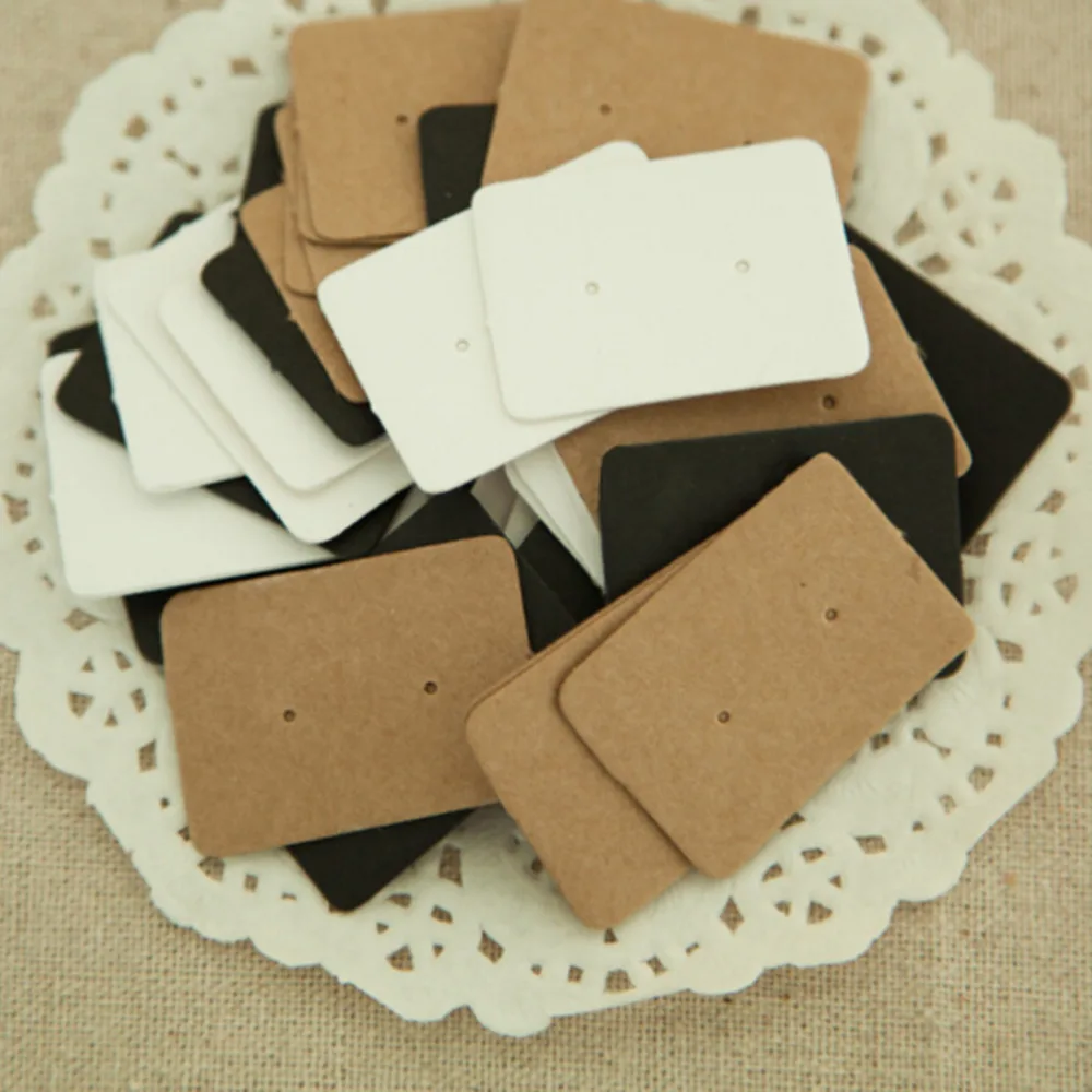 50Pcs 2.5*3.5cm Kraft Paper Ear Stud Hang Tag Jewelry Display Card Earring Ring Price Tag|Упаковка и стойки для украшений|