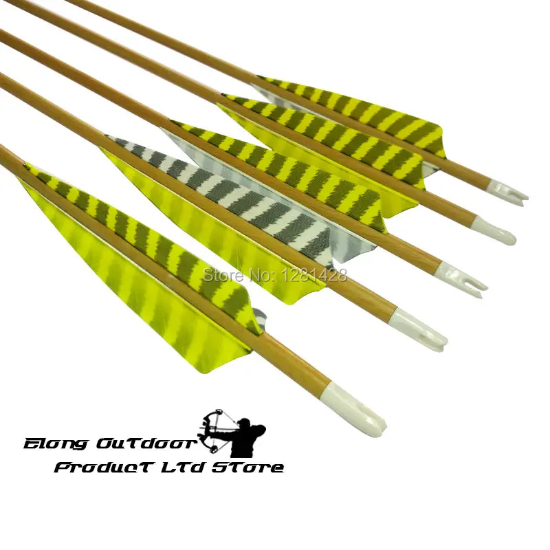 12 шт. деревянные камуфляжные карбоновые стрелы 4 &quotполоса турецкое перо 100