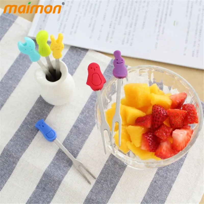 6 шт./компл. корейский мини стол из нержавеющей стали вилки для детей мультяшный