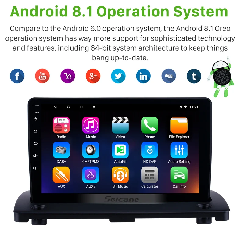 Seicane 2DIN Android 8,1 " Автомобиль Радио RDS Bluetooth Автомобильный мультимедийный плеер gps навигации для 2004 2005- Volvo XC90 с 8-ядерный