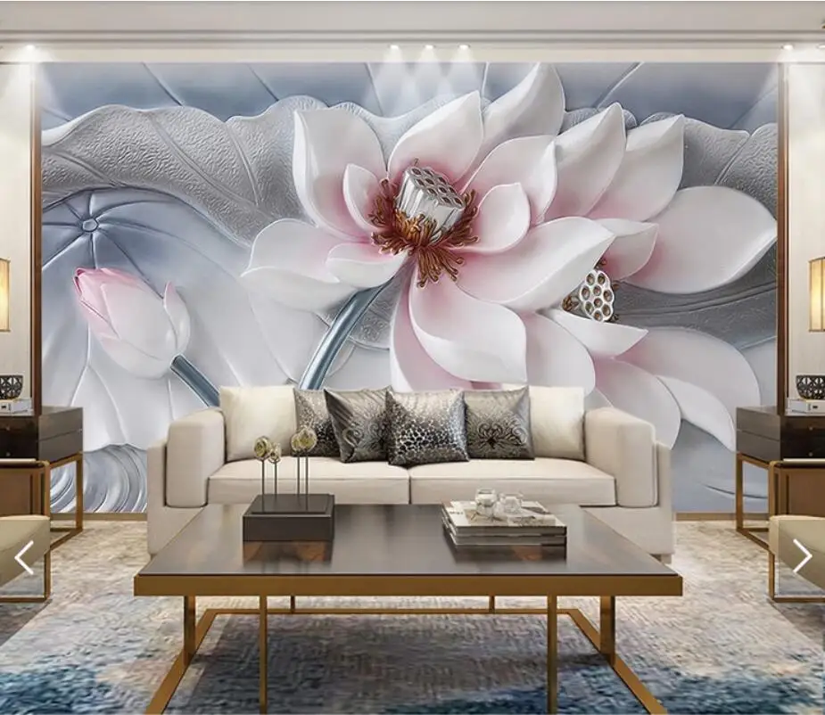 

3D Embossed Flower Murals Large Print Wallpaper for Living Room Bedroom Wall Papers Stereoscopic Art Wall Photo Wallpapers Rolls