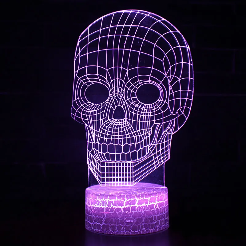 Индивидуальная 3d лампа в виде черепа светодиодный ночсветильник 7 цветов