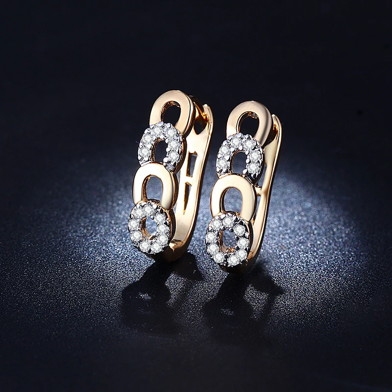 Серьги золотой круг женские круглый бижутерии AAA циркон кольцо серьги милые